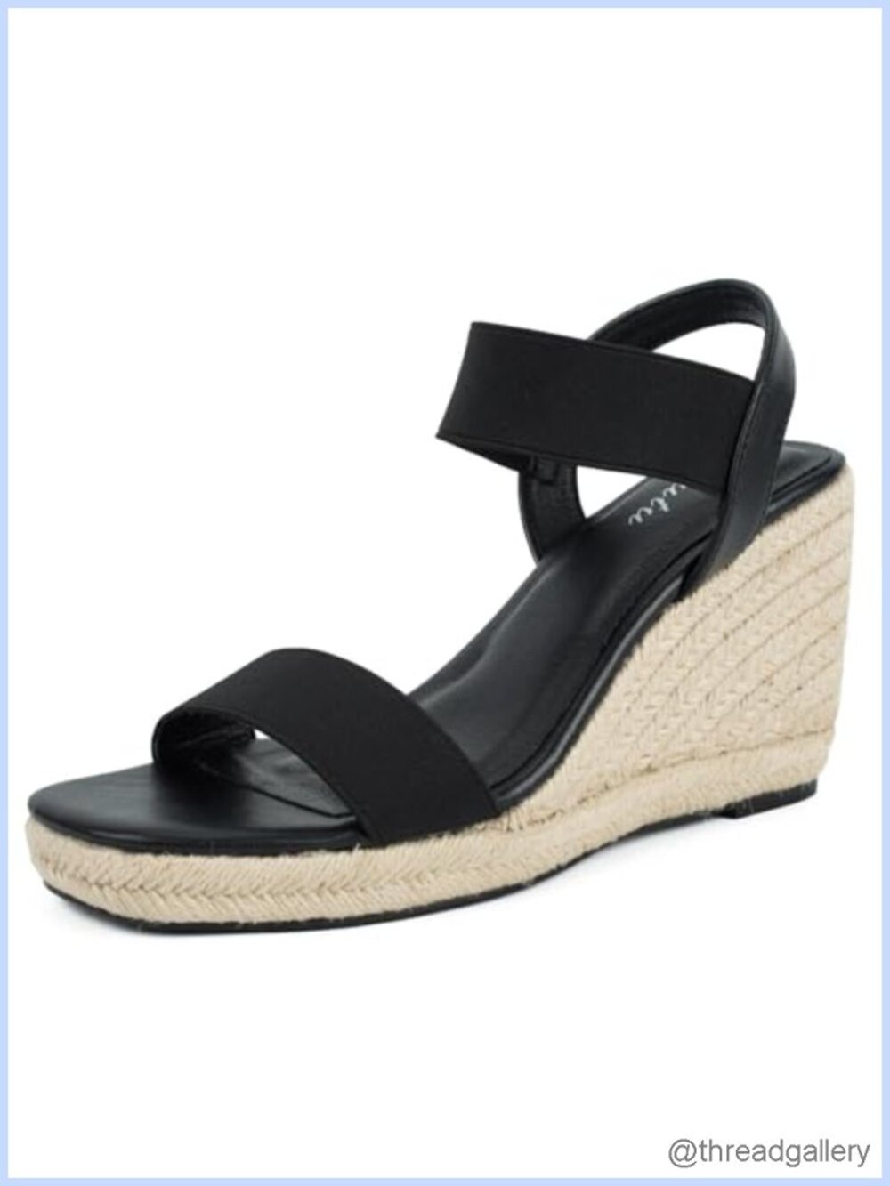 Espadrille Platform Wedge Sandals Square Toe Ankle Strap Faux Leather